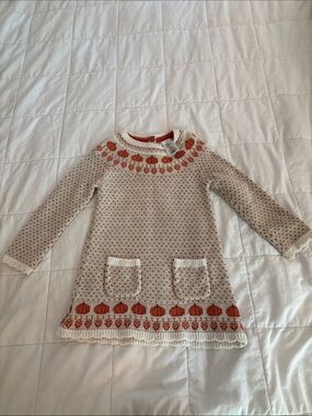 Max Studio Cream and Rust Long Sleeve Knit Dress Top sweater dress